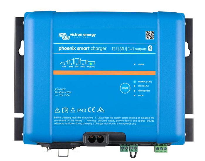 Victron Phoenix Smart IP43 Ladegerät 12/30 (1+1) mit 2 Ausgänge VE.Direct, Bluetooth 120-240V PSC123051095